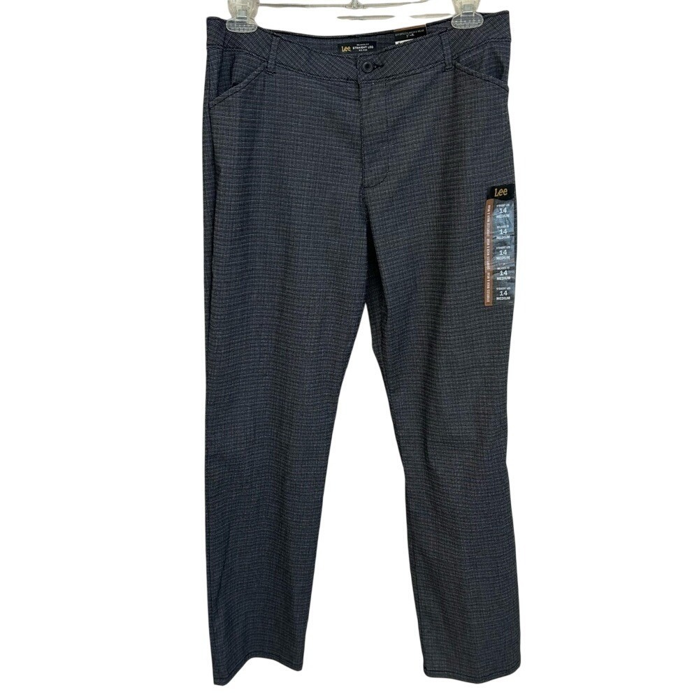 Lee Women's Relaxed Fit Straight Leg Wrinkle Free Pants Mid Rise, NWT Size 14